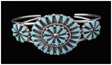 Navajo Indian Cluster Turquoise Bracelet