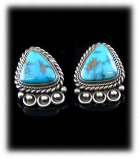 Morenci Turquoise Navajo Turquoise Earrings - Navajo Turquoise Earrings