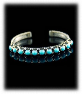 Navajo Turquoise Row Bracelet - Classic Navajo Jewelry