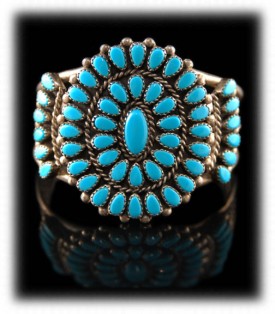 Blue Turquoise Cluster bracelet - Navajo made