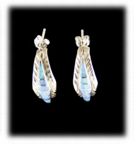 Opal Hoop Earrings - Sterling Silver