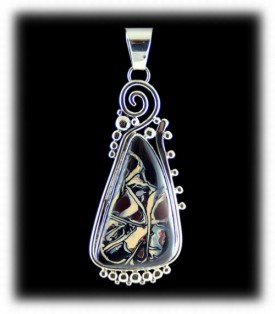 Native Handmade Boulder Opal Silver Pendant