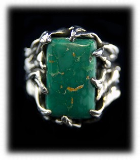 Quality Mens Ring - Silver Jewelry with Broken Arrow Turquoise