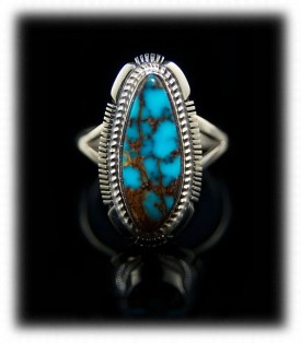 American Indian Ring with Spiderwebbed Red Mountain Turquoise