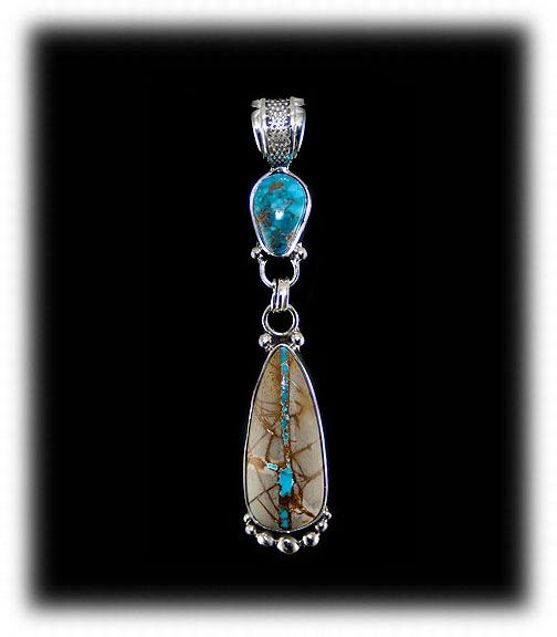 Two Stone Ribbon Turquoise Pendant