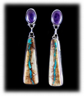 Ribbon Turquoise and Sugilite Earrings