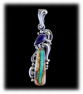 Ribbon Turquoise Pendant with Sugilite