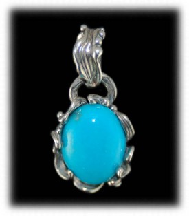 Oval shaped lost wax Sleeping Beauty Turquoise pendant