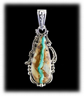 Large Victorian style Ribbon Turquoise Pendant