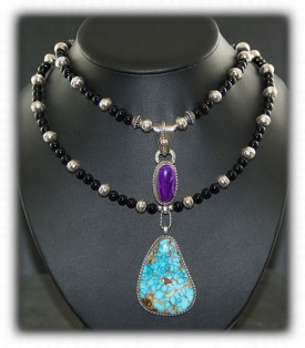 Royston Turquoise Necklace with Sugilite