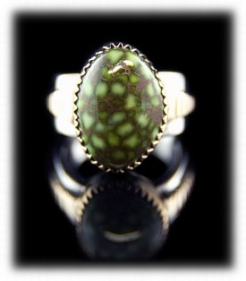 Gold and Silver - Sterling Silver Gold Ring with Lime Turquoise