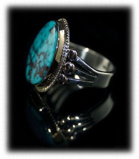 Silver Gold Ring with Turquoise - Silver and Gold