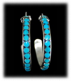 Silver Hoop Earrings - Zuni Indian Handmade