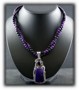 Silver Necklace with Sugilite