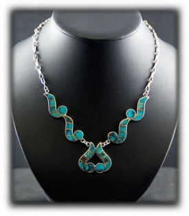 Turquoise Inlay Silver Necklace