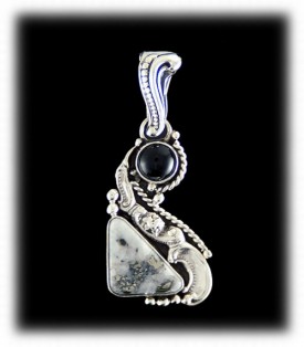 Sterling Silver Pendant with Silver Ore and Black Onyx