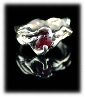 Silver Ring Band with a Burmese Ruby