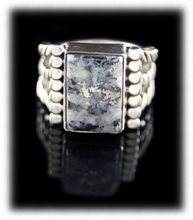 Mens Silver Ring with Silver Ore