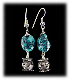 Turquoise Bead Dangle Earrings