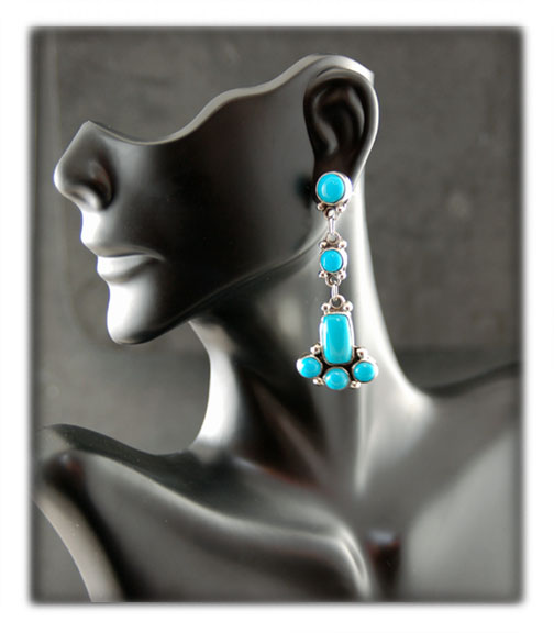 14K Sleeping Beauty Tumbeled Round Turquoise Lever back Earrings