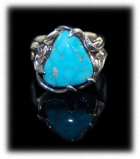 Lost Wax Sleeping Beauty Turquoise Ring by Crystal Hartman of Durango, Colorado USA