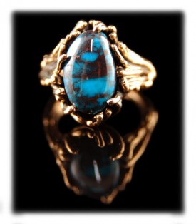 Smoky Bisbee Turquoise Jewelry in Gold