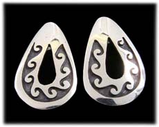 Hopi Southwestern Jewelry - Overlay Sterling Silver Earrings