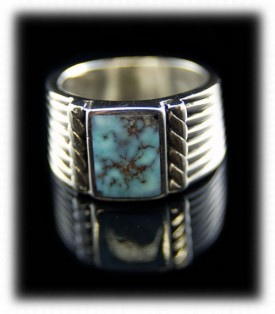 Turquoise Mens Ring - Southwestern Silver Mens Jewelry