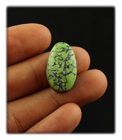 Spiderweb Lime Green Turquoise Cabochon
