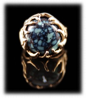 Tortoise Spiderweb Turquoise in a Womens Gold Ring