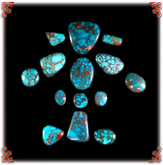 Spiderweb Bisbee American Turquoise Cabochons