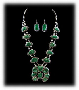 Indian Jewelry - Navajo Handcrafted Squash Blossom Necklace