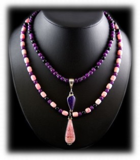 Sugilite Beads with Pendant Necklace