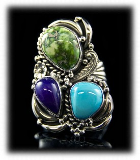 Sugilite and Lime Turquoise Ring