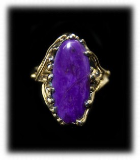 Gold Sugilite Ring - Lost Wax Design