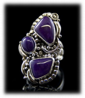 Three Stone Sugilite Ring