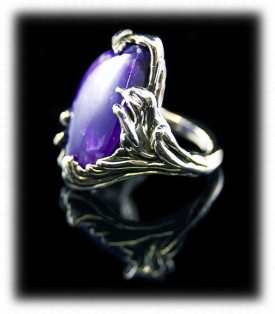 Take a look at this beautiful handmade Sterling Silver and Lost Wax Sugilite Ring