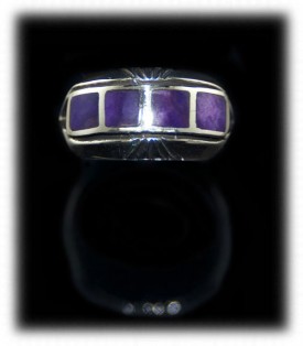 Inlaid Sugilite Sterling Silver Ring Band