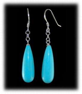 Blue Turquoise Teardrop Bead Earrings