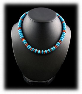 Turquoise and Carnelian Beaded Necklace