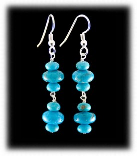 Turquoise Dangle Beaded Earrings by Nattarika