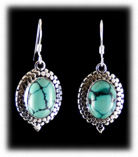 Silver Dangle Earrings with Turquoise