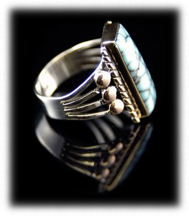 Gold Turquoise Ring with Silver