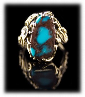 Take a look at this turquoise and Gold Ring by John Hartman - turquoise rings