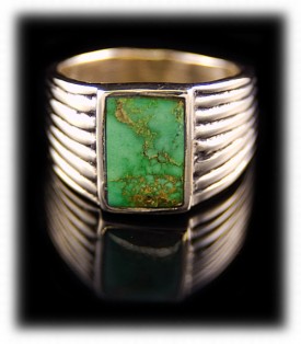 Mens Rings in gold featuring natural American Turquoise