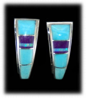 Sugilite and Turquoise Inlaid Earrings