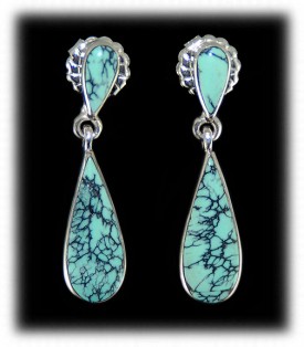 Spiderweb Turquoise American Indian Earrings