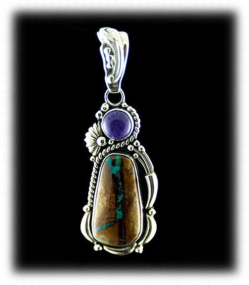 Ribbon Turquoise Pendant with Sugilite