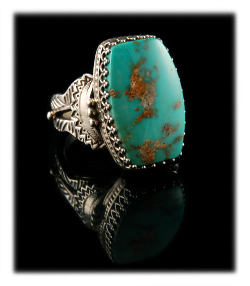 American Handmade Spiderweb Royston Turquoise Ring by John Hartman of Durango Silver Company miners of Turquoise and makers of fine rings