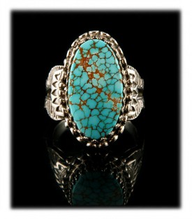 Victorian style Sterling Silver and number eight turquoise from nevada